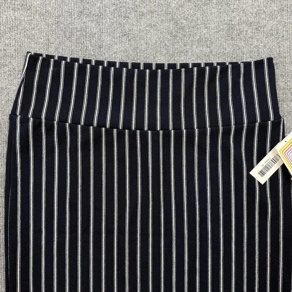 LuLaRoe Cassie Pencil Skirt Stretch Navy White Stripes Nautical Preppy Sz XL NEW